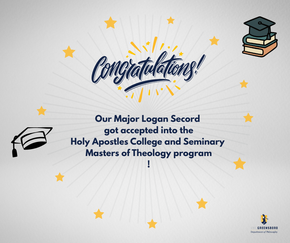 Congratulations! Our Major Logan Secord got accepted into the Holy Apostles College and Seminary Masters of Theology program!